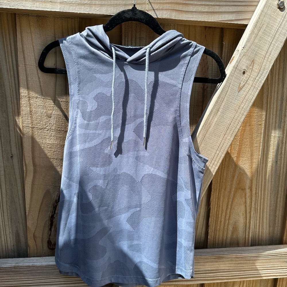 Navy Camp Sleeveless Hoodie Top